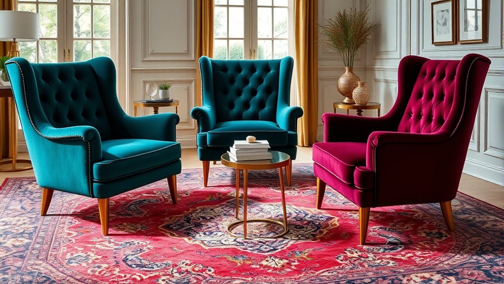 velvet chairs for persian rugs