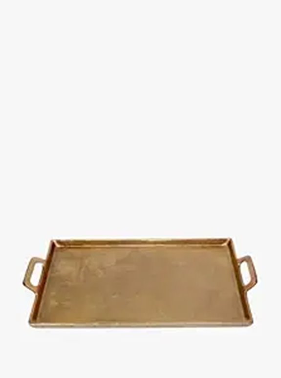 Antique Brass Aluminum Serving Tray with Handles