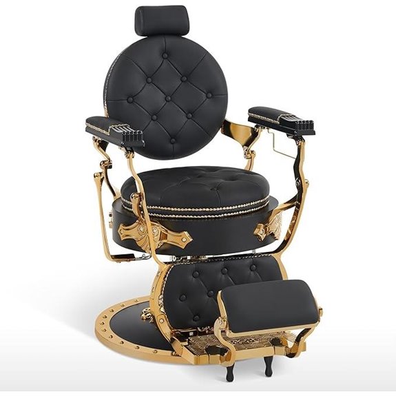 BarberPub Vintage Reclining Barber Chair (Gold)