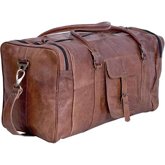 Vintage Leather 21-Inch Duffle Bag for Travel and Gym
