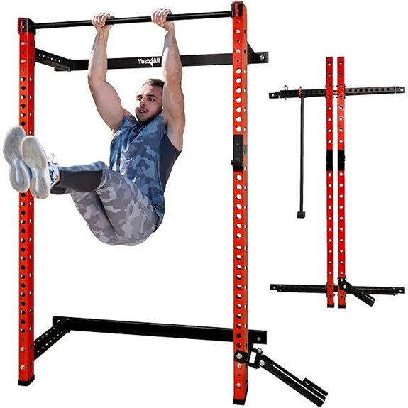 Yes4All Wall-Mounted Folding Squat Rack with Landmine