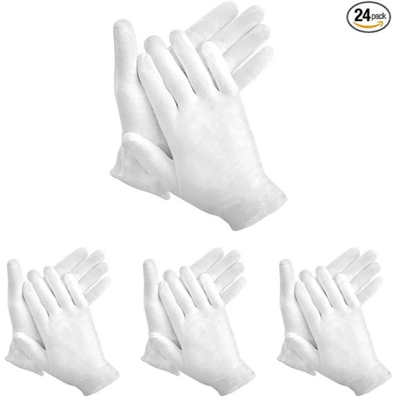 White Cotton Gloves 24 Pairs for Inspection & Cosmetics