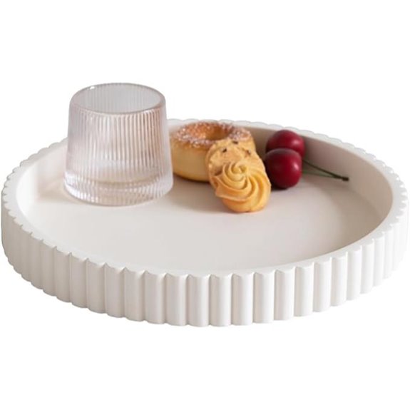 White Round Concrete Decorative Tray for Tables