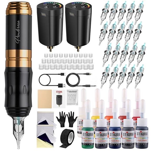 Stigma Wireless Tattoo Kit with Accessories and Cartridges