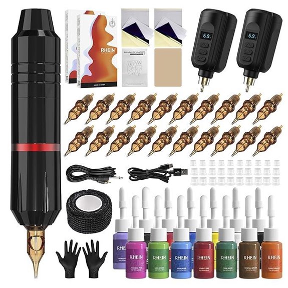 Wireless Tattoo Machine Kit with Batteries and Needles
