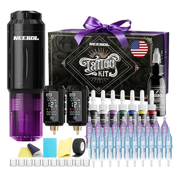 Wireless Tattoo Battery Kit with Needles and Ink