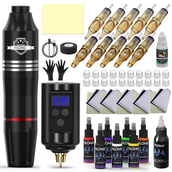 Wireless Tattoo Kit for Beginners with Needles and Power Supply
