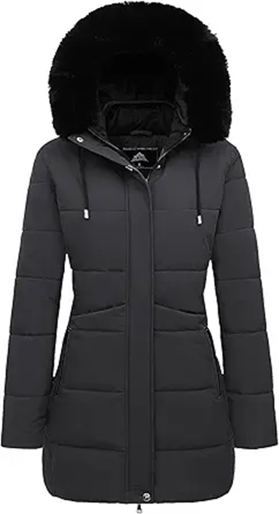 MOERDENG Women's Puffer Coat with Faux Fur Hood