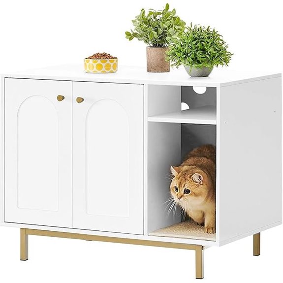 Modern Wooden Cat Litter Box Enclosure with Storage