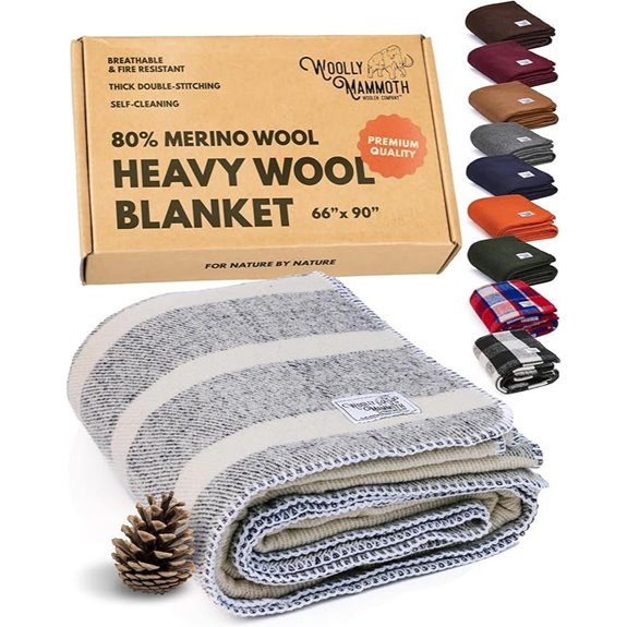 Woolly Mammoth Wool Blanket 66x90 Merino Wool