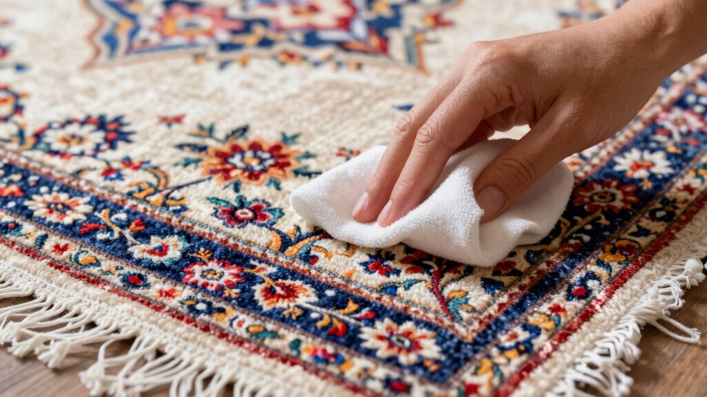 avoid over wetting silk rugs