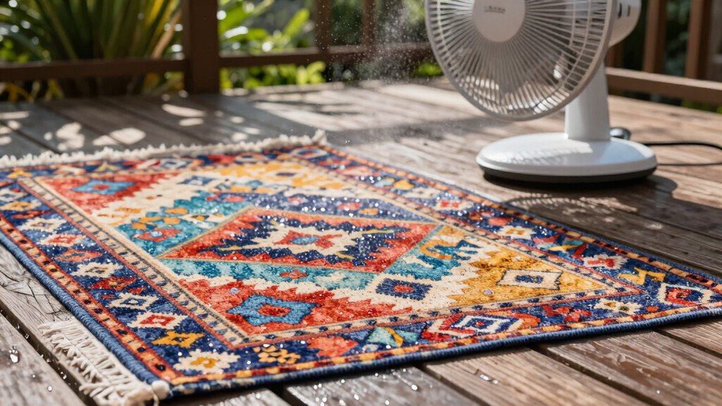 dry rug in sunlight quickly