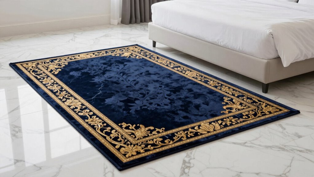 luxurious bedroom rug arrangement