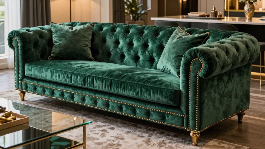 luxurious velvet tufted sofas
