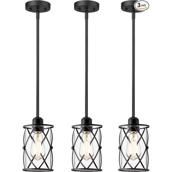 three glass pendant lights