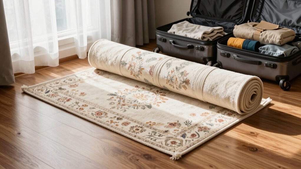 cover rugs before traveling
