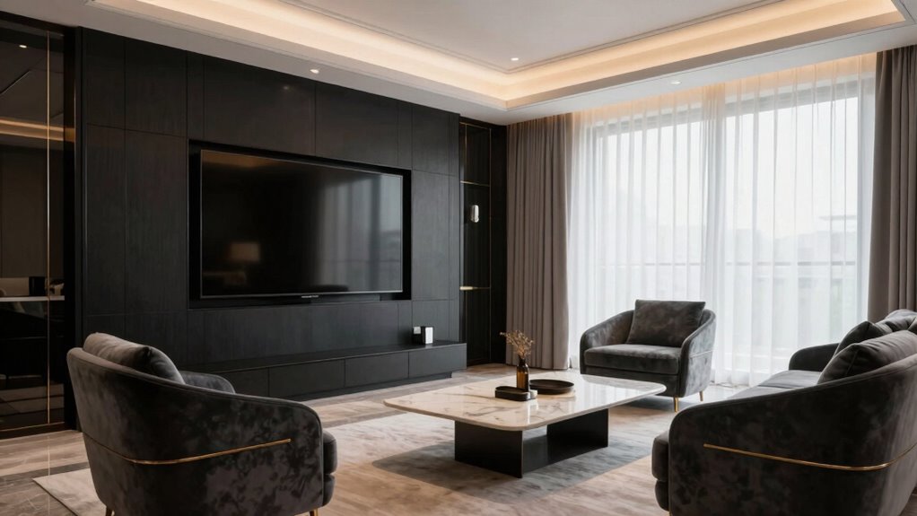 elegant daytime media room