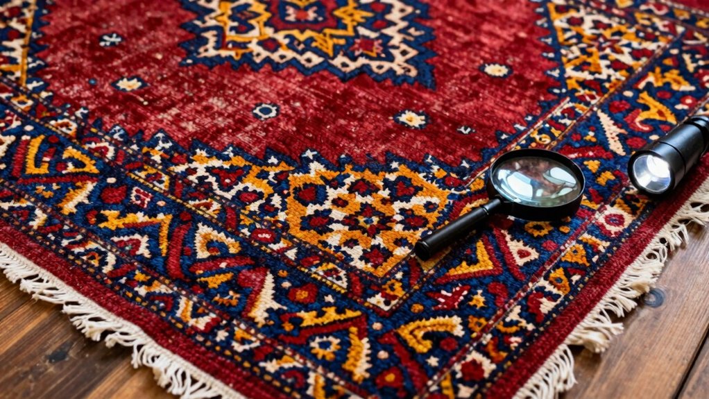 inspect rug for damage