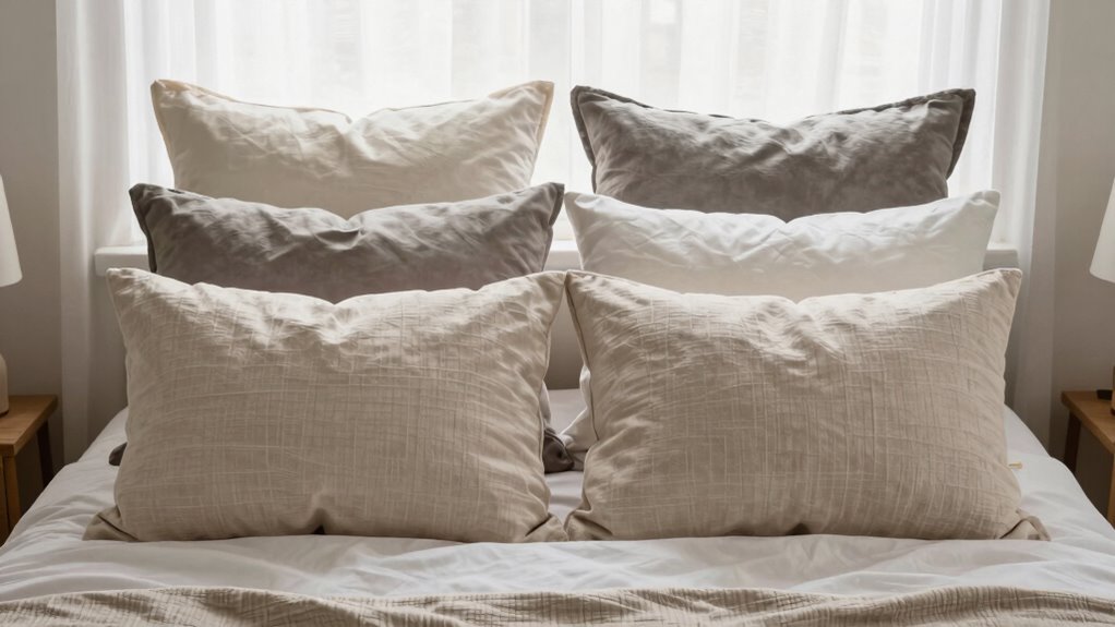 layered decorative pillow arrangement
