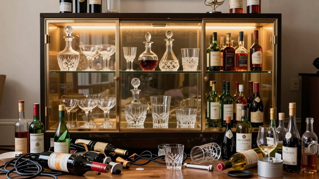 luxurious organized illuminated bar