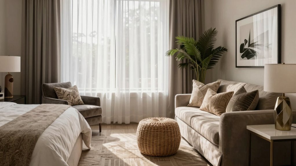 luxury bedding layered lighting