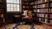 rugs books wood tones