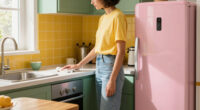 Yellow Tile, Green Cabinets, and a Pink Fridge Set the Tone for Megan O'Neill's Woodstock, New York, Home