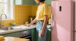 Yellow Tile, Green Cabinets, and a Pink Fridge Set the Tone for Megan O'Neill's Woodstock, New York, Home