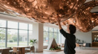 sculptural copper canopy tops micro-landmark community hub in tokyo by nikken sekkei