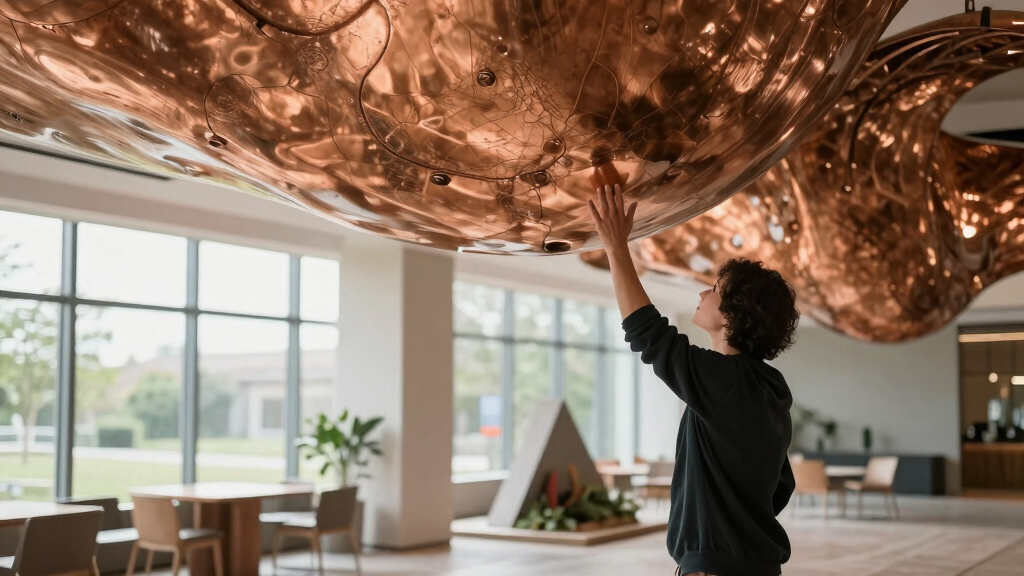 sculptural copper canopy tops micro-landmark community hub in tokyo by nikken sekkei