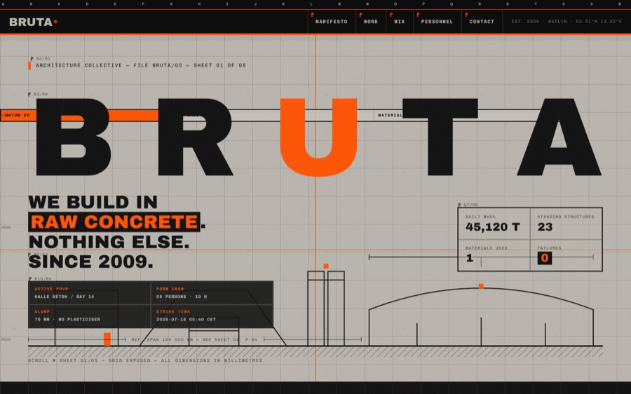 BRUTA — Raw Concrete Architecture Collective — Exposed Grid System