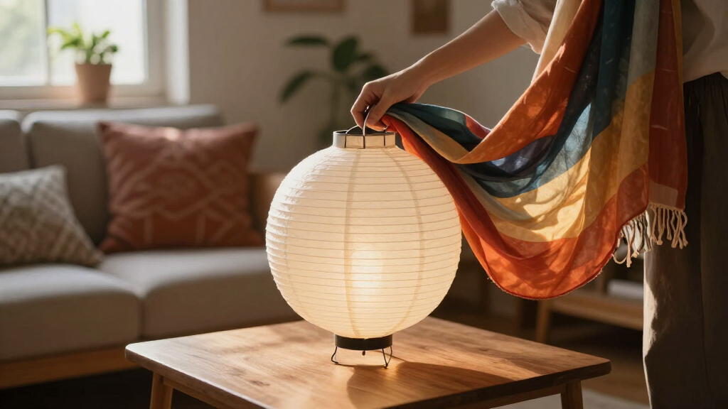 She Draped A Scarf Over IKEA’s Paper Lantern, And It Looks Custom