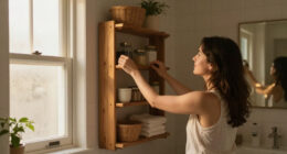 She Put A 5-Tier Shelf Behind Her Bathroom Door