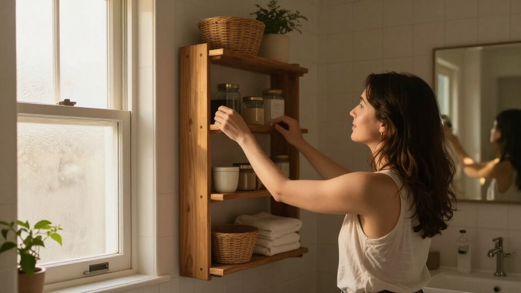 She Put A 5-Tier Shelf Behind Her Bathroom Door