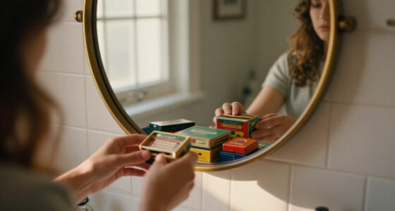 She Put Vintage Matchboxes On Her Tiny Bathroom Mirror, And It’s The Cutest Storage I’ve Seen