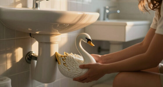 She Used A Ceramic Swan To Hide This Major Bathroom Eyesore