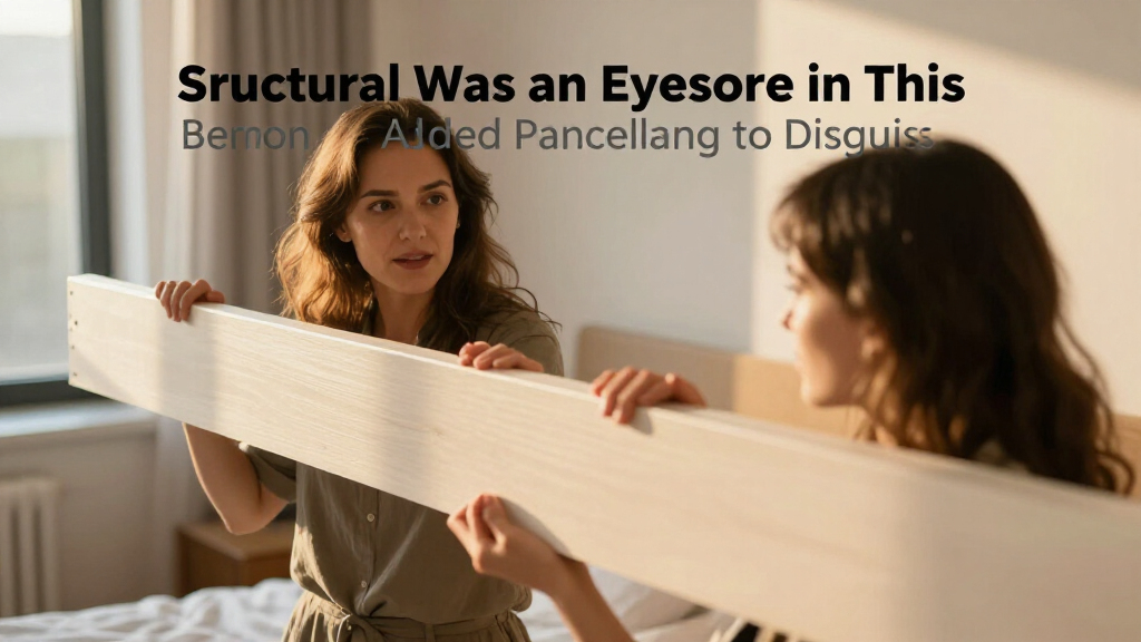 A Structural Beam Was An Eyesore In This Bedroom — She Added Paneling To Disguise It