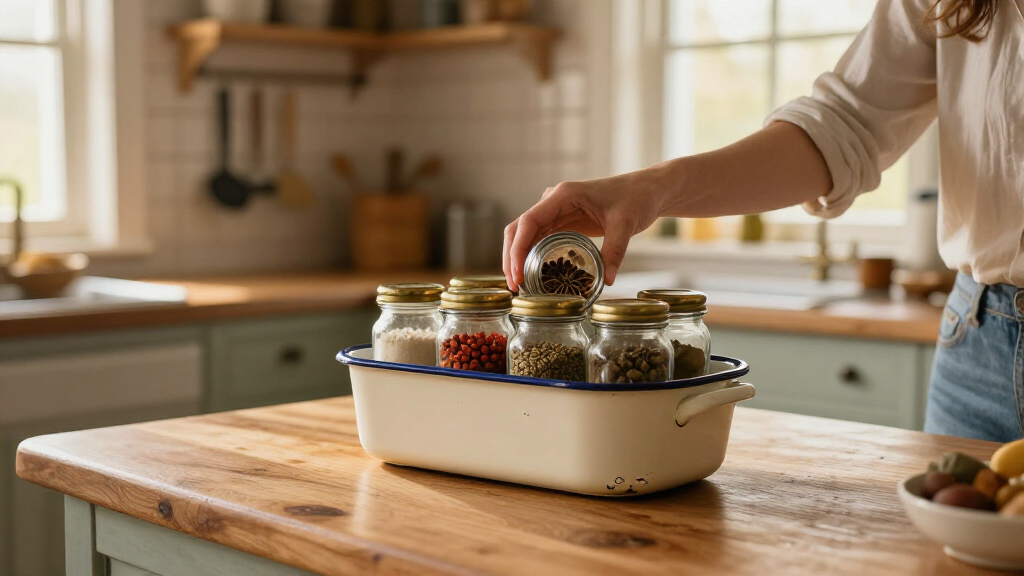 Repurpose A Casserole Holder Into A Spice Rack That Adds Vintage Charm
