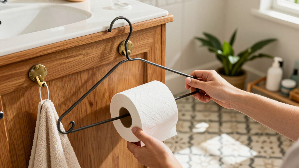 Skip Traditional Toilet Paper Holders: Grab A Hanger For Rustic Charm