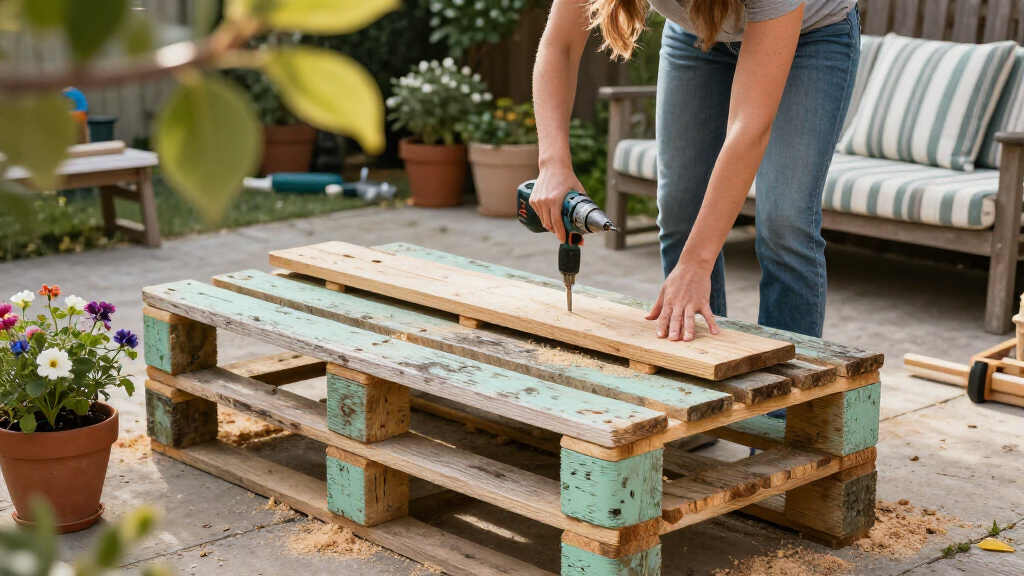 Woman Upcycles Old Wood Pallets Into A Backyard Showpiece With An Impressive DIY